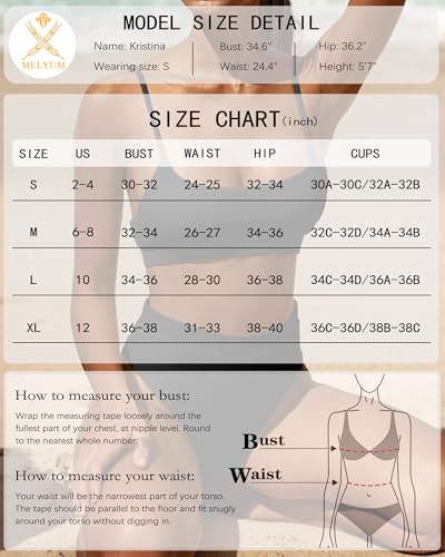 MELYUM High Waisted Bikini Sets for Women Two Piece Swimsuit Tummy Control Bathing Suit Cheeky Bottoms Push Up Top 5