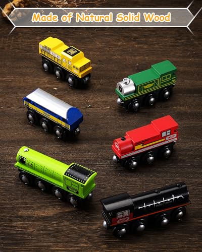 sainsmart jr wooden train set accessories magnetic toy car set 10 pcs compatible with all major brands gift for toddlers boys and girls aged 3