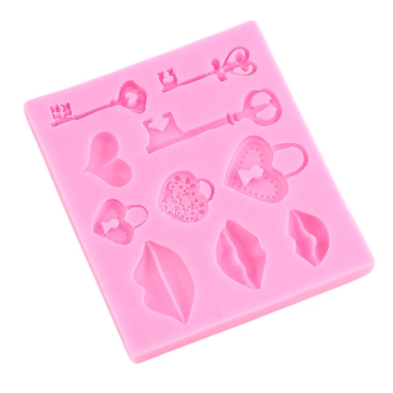 Moldes de silicona para resina, 13,4 x 12 cm, diseño de llave de cerradura retro, molde de silicona, labios, corazón, boda, cupcakes, decoración de pasteles, fondant, chocolate, caramelo, arcilla,