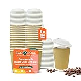 ECO SOUL Vasos ondulados compostables (200, 8 onzas)