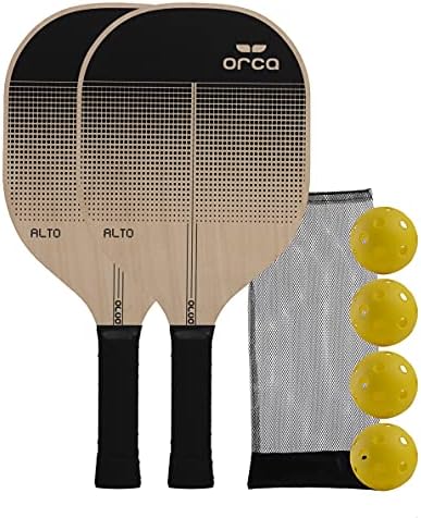 Orca Paddle Co. Alto Pickleball Paddles, Set of 2, with 4 Pickleballs, Mesh Bag Racket for Beginners, Intermediate, Advanced Players - Premium Pickle-Ball Accessories and Equipment