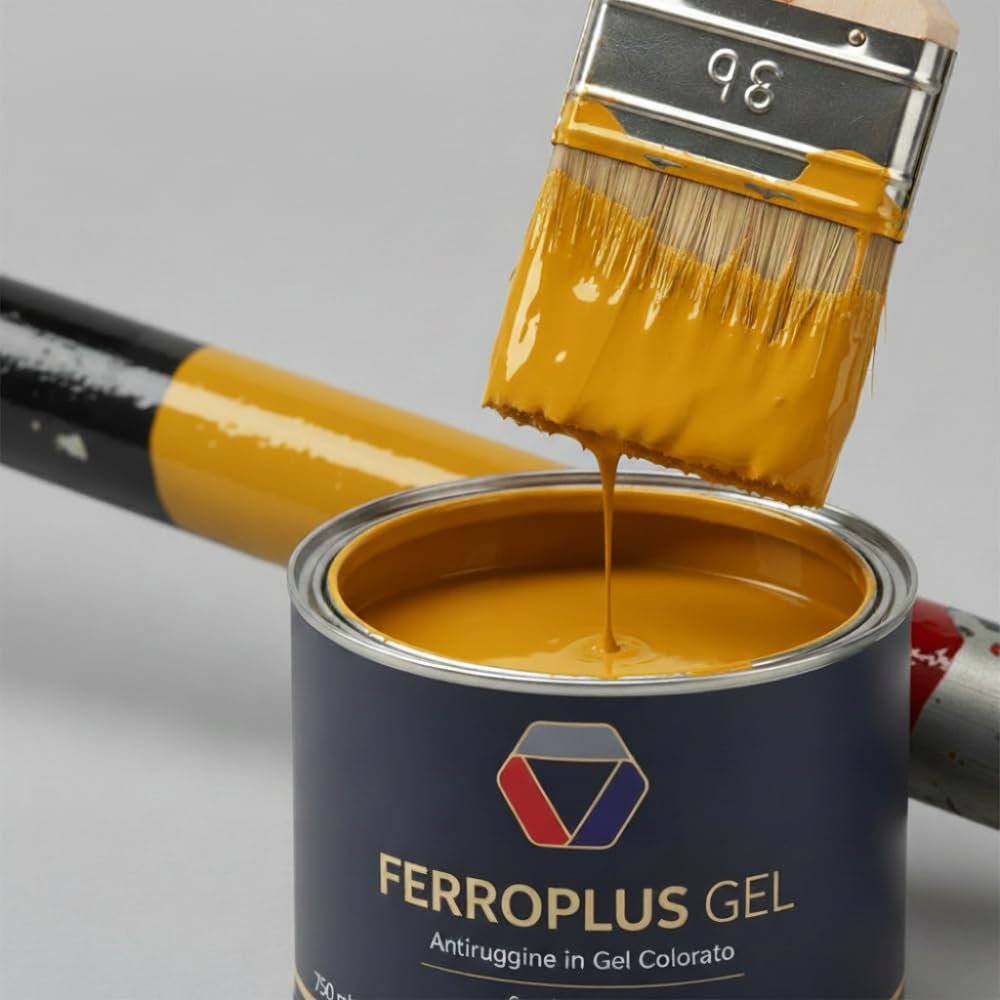 FORTUNATO Kit 3 Pezzi FerroPlus Gel, 3 x 0,75 l, Smalto Sintetico Gel, Antiruggine, Giallo Segnale RAL 1003, Finitura Lucida, Per Ferro e Metallo