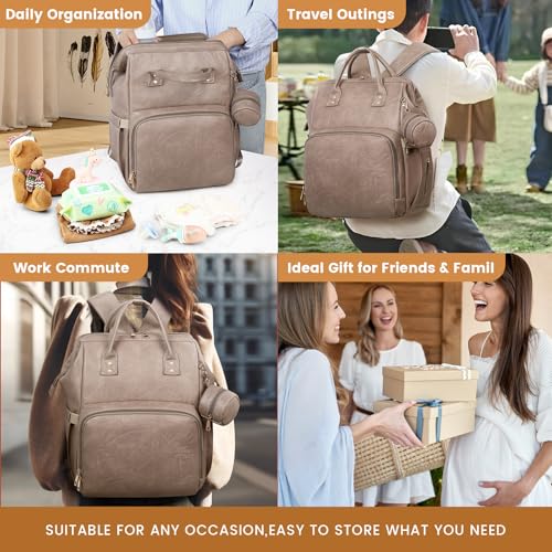 Rosegin Diaper Bag Backpack - Vegan Leather, Waterproof Travel Baby Bag With Changing Pad, Pacifier Case, Theft Pocket, 35L Large, Baby Shower Gifts For Mom And Dad thumb #5