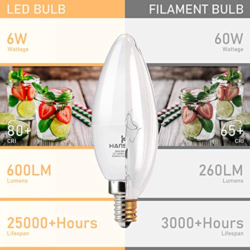 Hansang E12 Candelabra Led Bulbs 4000K Daylight Ceiling Fan Light Bulb 6W thumb #5