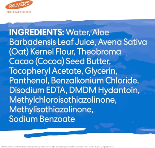 Image of Palmer's for Pets Hot Spot and Itch Relief Spray for Dogs with Cocoa Butter - Conditioning No-Rinse Skin Allergy Relief Mist with Vitamin E, Fragrance Free Formula, 8 Fl Oz - 2 Pack