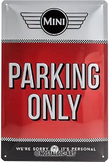 Nostalgic-Art Retro Tin Sign  Mini  Parking Only Red  Gift idea for Cooper fans, Metal Plaque, 20 x 30 cm