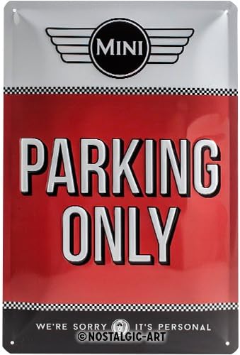 Nostalgic-Art Retro Tin Sign  Mini  Parking Only Red  Gift idea for Cooper fans, Metal Plaque, 20 x 30 cm