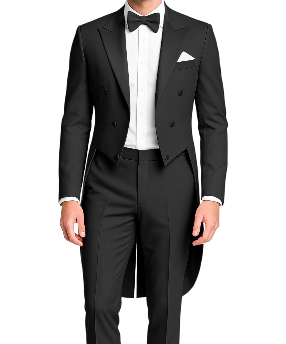 stritra Men's Tailcoat Suit，Mens Suits 2 Piece Slim Fit Single Breasted Swallow Tail Coat for Proms,Concert,Wedding-picture-13