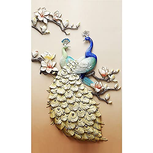 Diamond painting paon grand format pour décoration murale salon