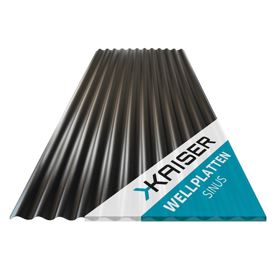 KAISER plastic® Xtra Strong - Placa ondulada (PC), estructura en C y negro, grosor de 1,2 mm, seno 76/18, 90 x 117 cm, 1 unidad, fabricado en Alemania