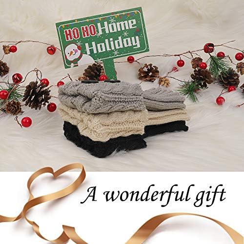 PHOGARY 3 Pairs Winter Warm Boot Cuffs for Women, Crochet Knitted Boot Socks for Girls Short Leg