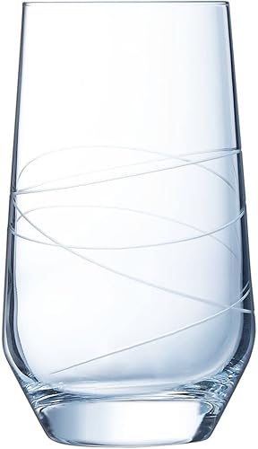 Cristal d'Arques Paris Abstraction - Juego de 6 vasos de cristal Krysta para agua, jugos y otros blandos, brillo, transparencia y alta resistencia