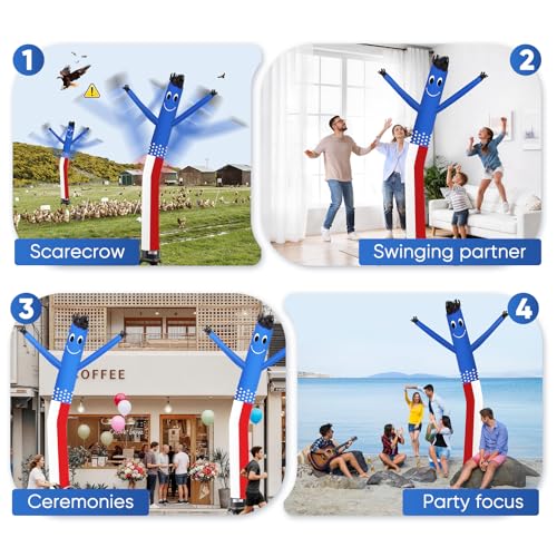 Image of 12FT Inflatable Dancing Man with 3 /4HP Blower, Highly Durable and Tear Resistant Polyester Polyamide Nylon Inflatable Man Dancing, Waving Inflatable Tube Guy