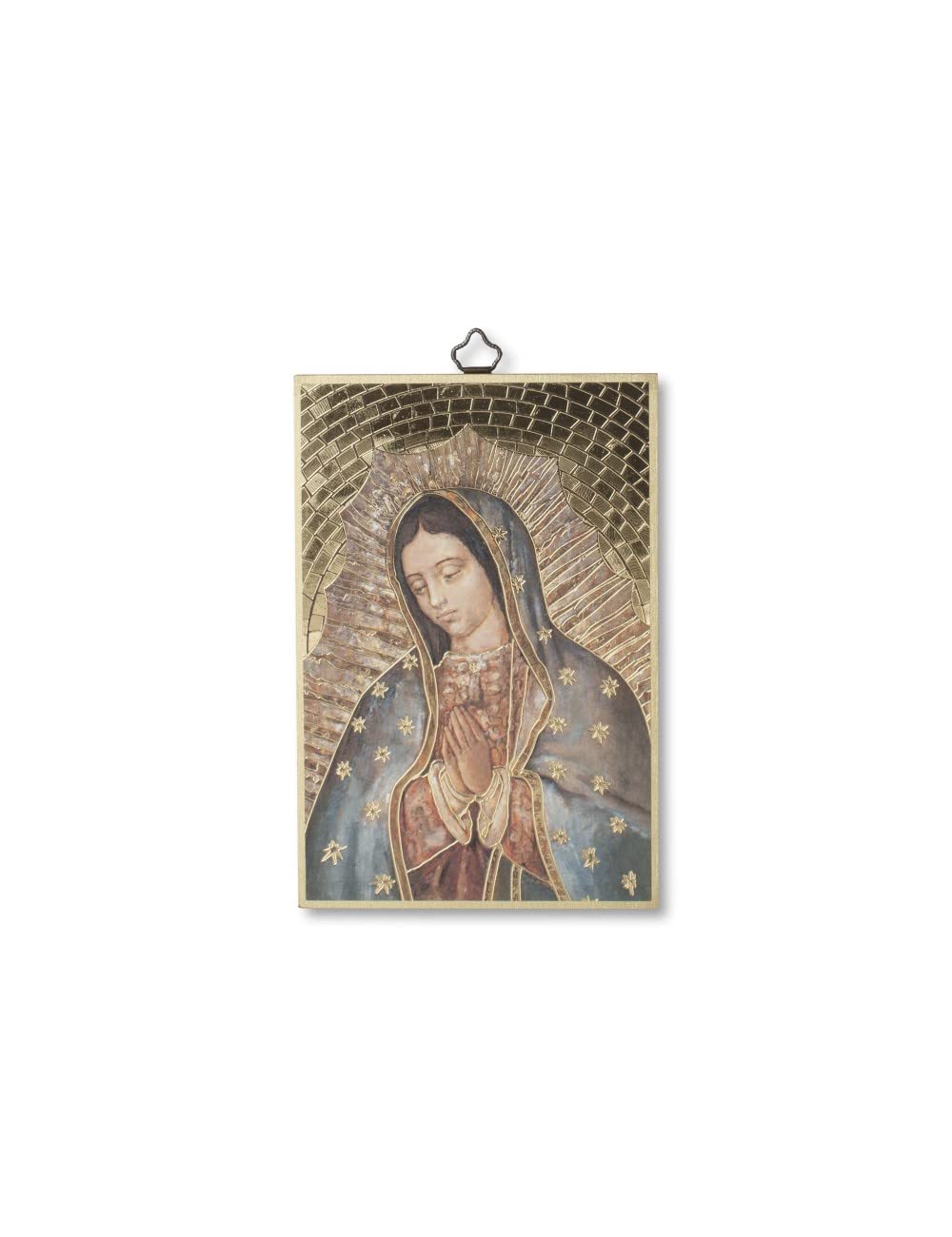 Fratelli Bonella | Quadro Sacro su legno MDF di pioppo 8mm con Mosaico in lamina dorata con Icona della Tenerezza di Vladimir e Preghiera sul retro 10 x 15 cm | Made