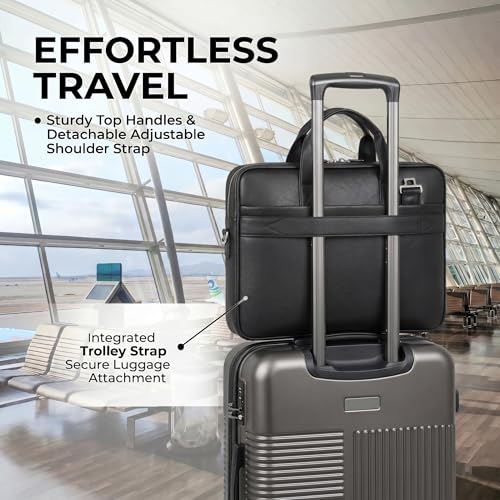 Image of EXIM Prime Laptop Bag for Men Office Use| Office Bag for Men| Vegan Leather Laptop Messenger Bag| Fits Up to 15.6 Inch Laptop| Business Briefcase with Handle and Shoulder Strap