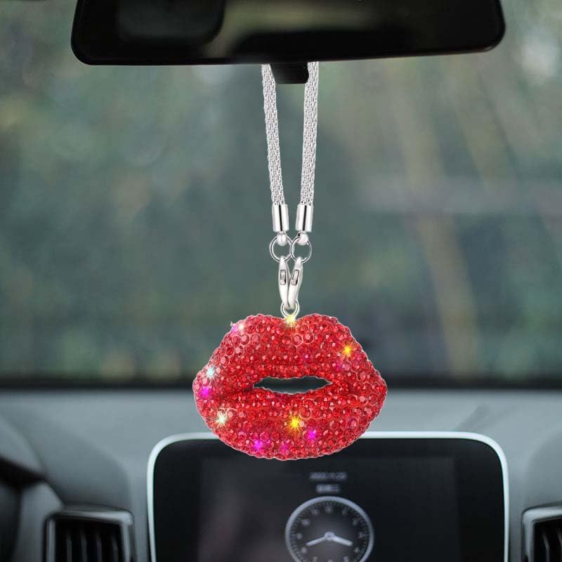 Set 4 Clip Deodorante Per Auto Bling A Forma Di Labbra Rosse - Profumatori Per Bocchette D'Aria Con 8 Ricariche, Regalo Per Donna