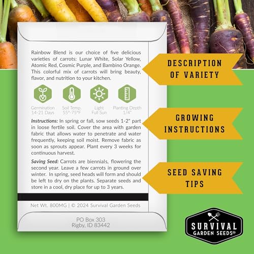 Rainbow Carrot Seeds for Planting – Survival Garden Seeds (1 Pack) - Image 2