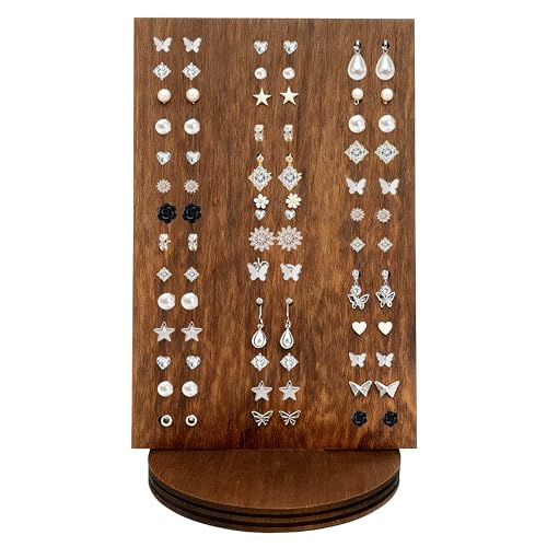 Schmuckständer aus Holz mit 84 Löchern, Schminktisch Organizer für Ohrringe und Ohrstecker, praktische Ohrring Aufbewahrung für Zuhause oder...