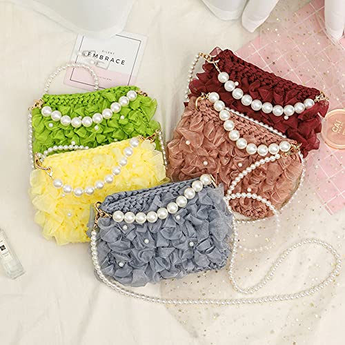 HAOBIN Perle Griff Kette Taschenkette Perle Korn Kettenriemen Taschenhenkel Kette Tasche Griff Ersatz TascheKette Dekoration Kette Schultergurtkette Ersatz Damentaschenkette (Weiß, 25 cm+80 cm)