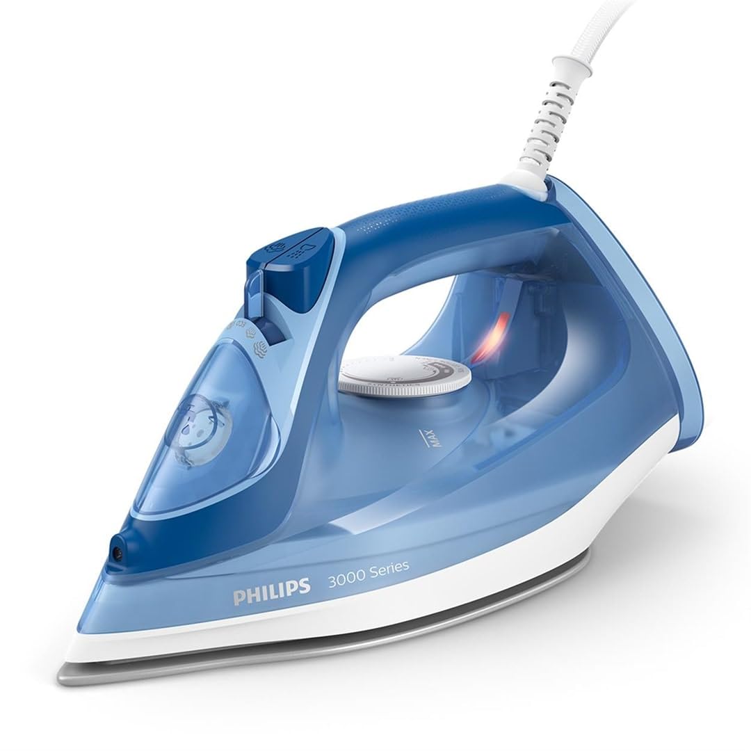 Philips Dampfbügeleisen 3000 Series - 2.400W, konstante Dampfleistung von 40 g/Min., 180g Dampfstoß, Keramikbügelsohle, Vertikaldampf, blau (DST3031/20)