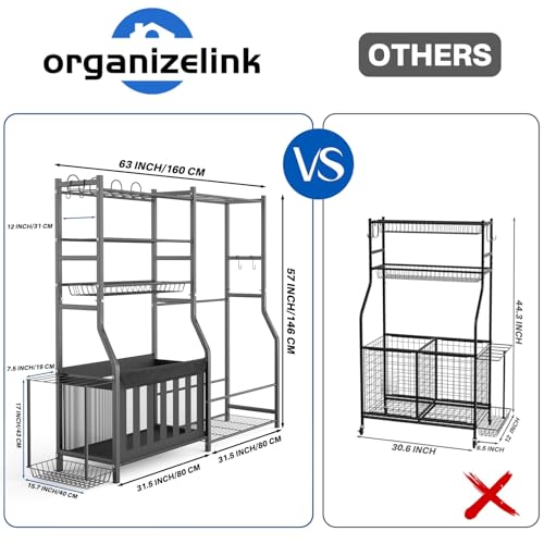 Image of Heavy Duty Garage Sports Equipment Organizer, All-in-One Golf Bag Storage Rack & Multi-Sport Ball Holder for Basketballs, Bats & Kids Toys, Indoor /Outdoor Free Standing Gear Bin