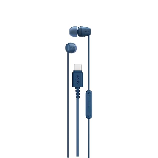Sony IER-EX15C USB-C Plug, Wired in-Ear Headphones for iPhone and Android Phones, with Built-in Multi-Function Button, Volume and Mic Control, Supports USB Audio Class 1.0 Devices, Blue