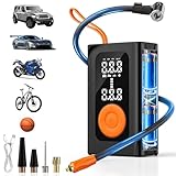Tire Inflator Portable Air Compressor for Car Tires, 2X Fast Cordless Air Pump with Car Tires Pressure Gauge, 150 PSI Portable Tire Inflator for Car Bike Motorcycle (Black, Standard)