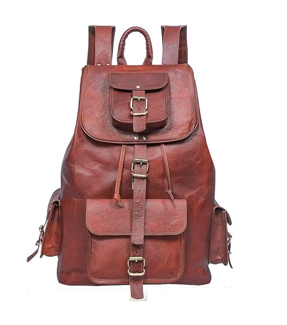 25 Litres Handmade Leather Backpack Shoulder Rucksack - Trendy Stylish Unisex Travel Bag For Boys And Girls Perfect For Vintage Vibes In College And Office For Men And Women (Mahogany Brown)-image-12
