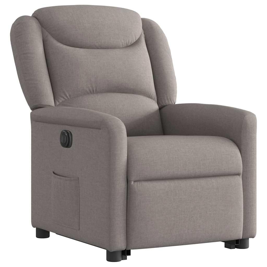 Genérico Sillón eléctrico reclinable elevable de Tela Gris Taupe,Sillas,Sillones-3303221