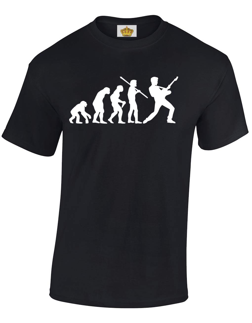 Crown Designs Evolution of Guitarist Novelty Gift for Men & Teenagers T-Shirts Tops (Black/Small)