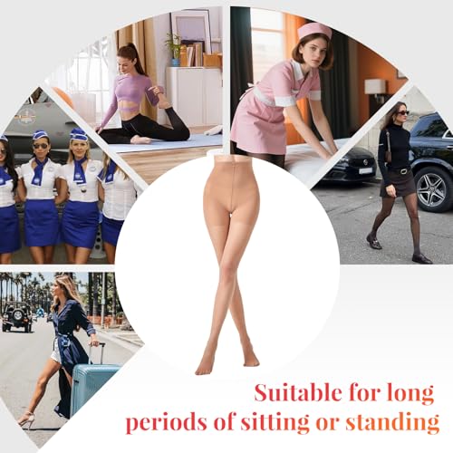 2 pairs compression pantyhose for women 10-15mmhg high waist compression stockings 30d shaping tights for women