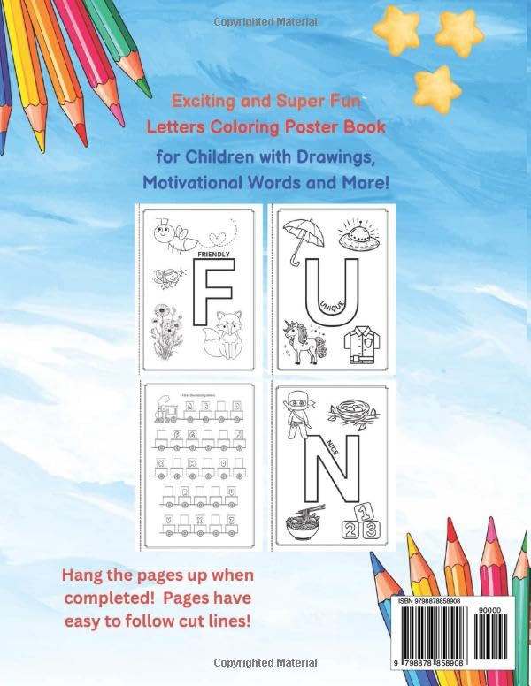 ABC Wonderland: Preschool Coloring Poster Book: Whimsical Activity Book with Inspirational Words For Kids Ages 3-5: Wall Hanging Alphabet Letters - Image 2