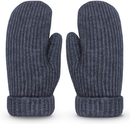 Whiteleopard Men's Winter Gloves Warm Lining Elastic Cuff - Knit Stretchy Cold Weather Warm Knit Thick Gloves Mittens