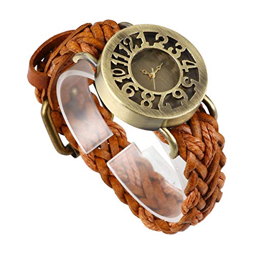 Relógio de pulso estilo retro com pulseira trançada de plutônio decoração de relógio de pulso de qua