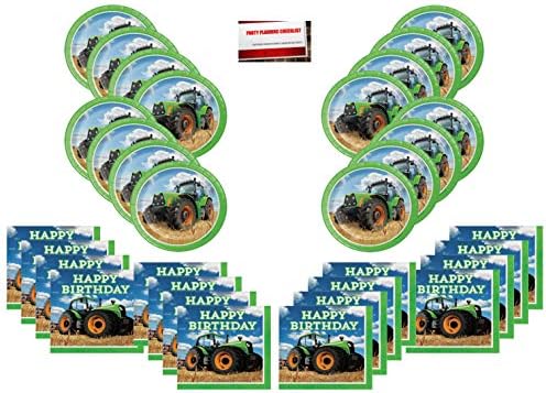 Tractor Time Party Supplies Bundle Pack for 16 Guests (Plus Party Planning Checklist By Mikes Super Store)