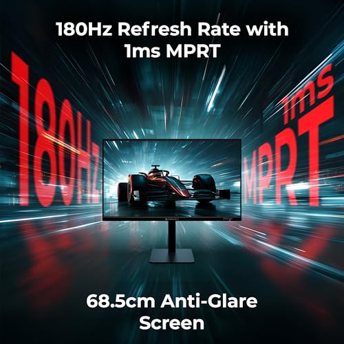 Image of Zebronics 27 inch QHD Bezel-Less Gaming Monitor, 180Hz Refresh Rate, 1ms MPRT, Fast IPS, 300 Nits, 100% sRGB, 1.07B Colors, Height, Pivot, Tilt, Swivel Adjustment, 2 x HDMI & DP, Reading Lamp (S27A)