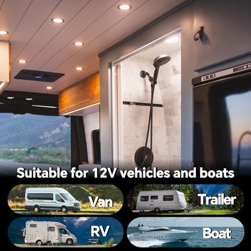 acegoo 6er Set 12V Einbaustrahler Wohnmobil LED Ultra Flach Einbauleuchten Spots Loch 57-64mm 2,5W 215LM Dimmbar Einbauspots Warmweiß für Boot Wohnwagen Möbel Schrank, 3000K Schwarz