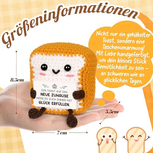 CheriGift Einzugsgeschenk Wohnung, Home Sweet Home, Handgemachte Toast Glücksbringer, Haus Richtfest Geschenk zum Einzug für Freund Familie Kollegen 2.76x2.17x3.35 inches