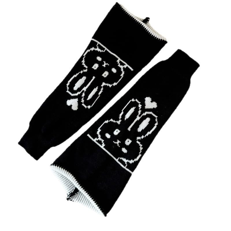 Image of WODECASA Girls Kawaii Leg Warmers Knitted Flared Leg Sleeves Goth Crochet Baggy Cuff Ankle Heap Socks