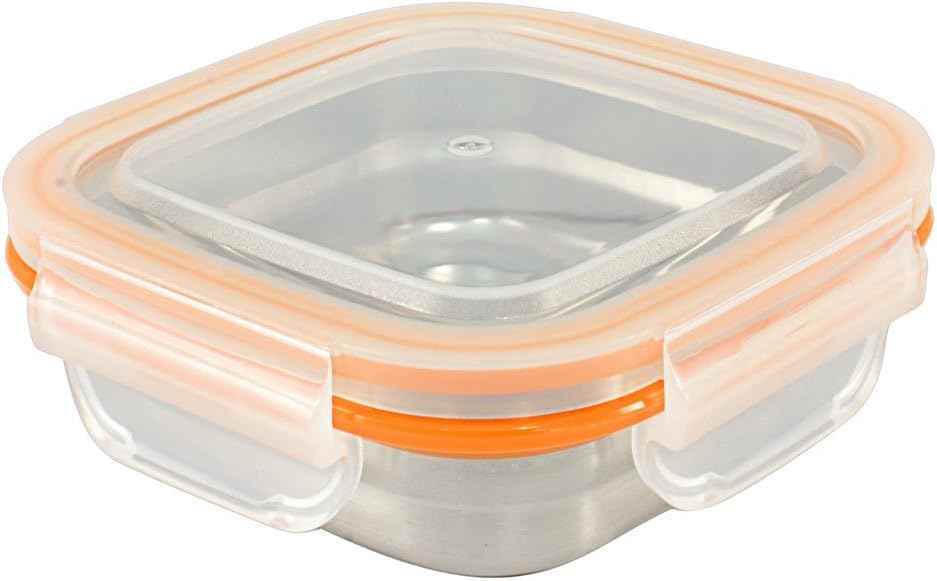 Mighty Hippo SQUARE Stainless Steel Food Container (Size: SMALL) - Perfect For Snacks (Leak Proof/Dishwasher Safe/Reusable/Food Safe/Metal/BPA Free)