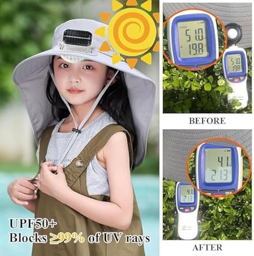 Wide Brim Solar Fan Hat for Kids -UV Protection Summer Hat with Solar-Powered Cooling Fan for Toddlers & Breathable Sun Hats4