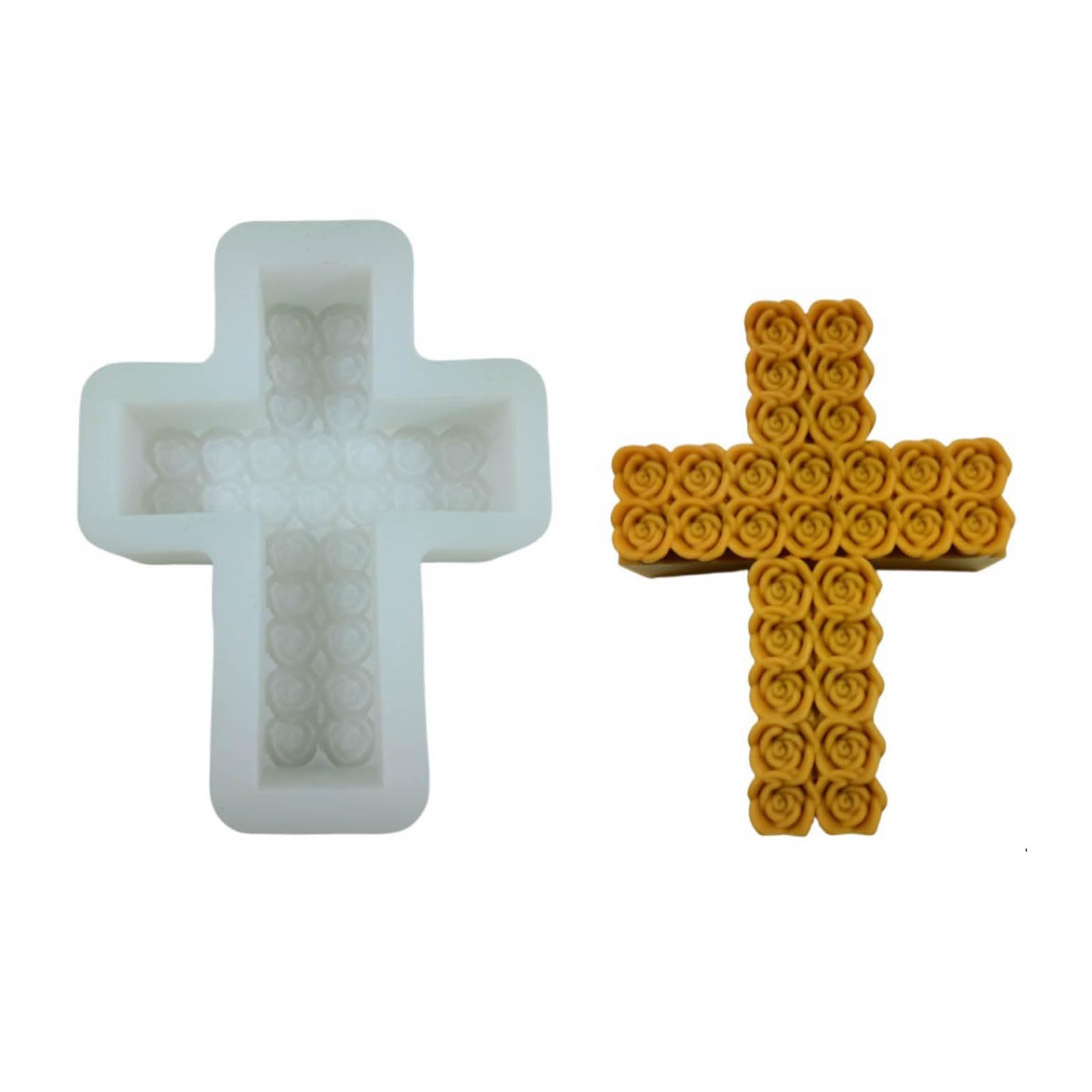Tsophreniq Rose Cross Silicone Mold Rose Flowers Molds Soap Resins Mold Concrete Gypsum Decorations Cross Molds Silicone