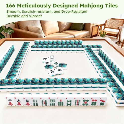 Juego de Mahjong Americano con 166 fichas acrílicas y bolsa miniatura 7