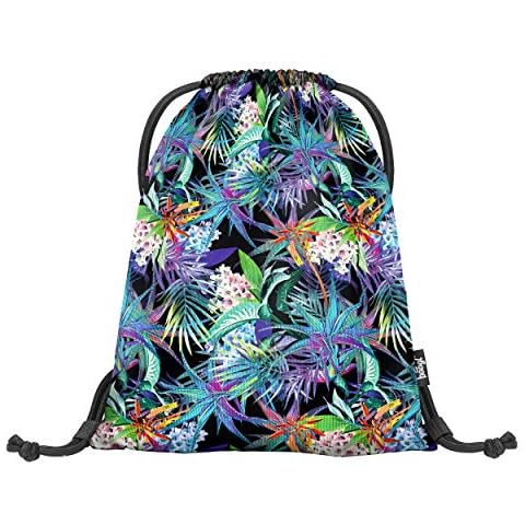 Baagl Drawstring Bag for Boys and Girls, Tropical Kids Sports Lightweight Gym Sack, Compact Children Shoe Bag, PE School Pull String Bag (Jungle) Cover
