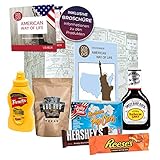 IDEAL FÜR FANS DER USA - Die Geschenkbox enthält: Texas BBQ Rub, Baby Rays BBQ Sauce, French's Senf, Reeses Peanut Butter Cup, Jolly Time Popcorn, Hearshey Riegel 