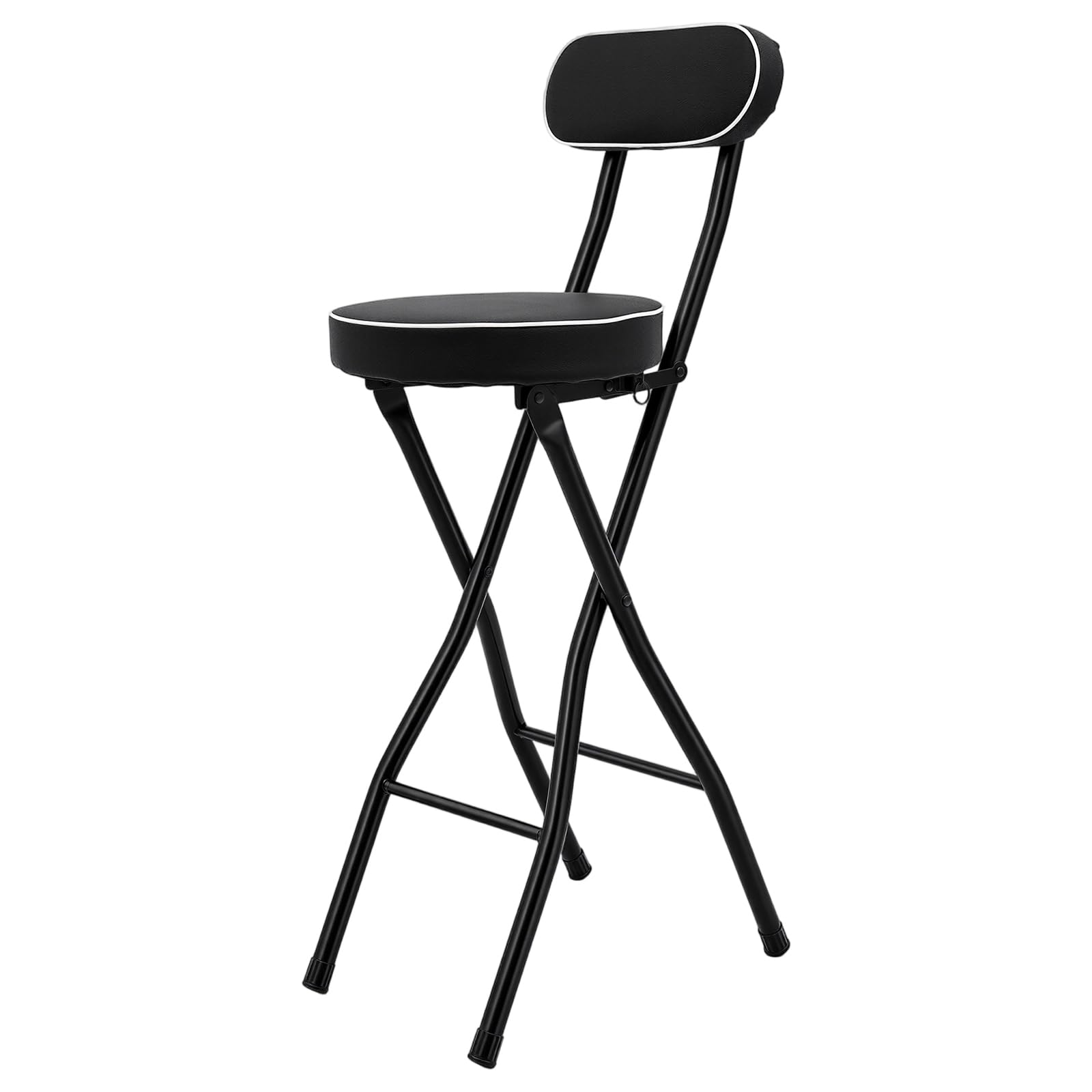Klappbar Barhocker, 2er Set Bar Hocker mit Lehne, Klappbarer Stehhocker für Bar und Tresen, Jeder Stuhl Belastbarkeit 125kg, Schwarz