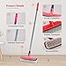 Floor Scrubber with Long Handle, 2 in 1 Scrubbing Brush Stiff Bristle Shower Cleaning Brush for Bathroom, Kitchen, Tub, Carpet, Grout, Tile(Red)