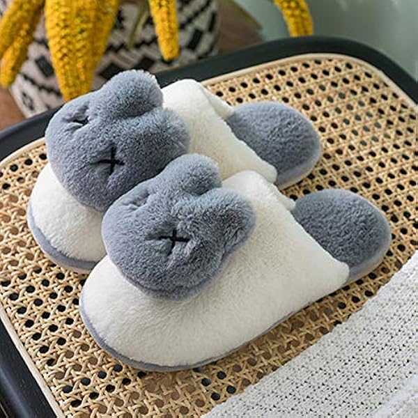 Uni Slippers,Plush Fleece Lined Wool-Like Comfortable Warm Fluffy Memory Foam Shoes Indoor Outdoor Anti-Skid Rubber Sole Machine Washable,Pink,40~41 (Gray 44~45)
