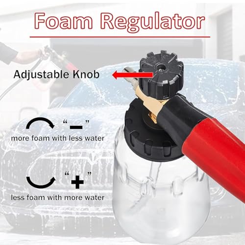 Image of Fieldstar Car Pressure Washer Gun with Transparent Foam Cannon | Heavy Duty Car Wash Foam Gun with 1 /4 inch Quick Connector & 1L Bottle | Compatible with STARQ,Vantro, Aimex,Shakti, iBELL
