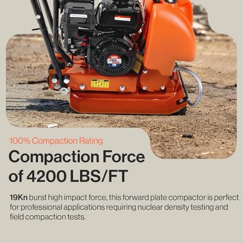 Image of SuperHandy Plate Compactor Heavy Duty 7HP 4200lbs Impact Force - w /Water Tank for Concrete and Dirt